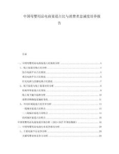 中國(guó)母嬰用品電商渠道占比與消費(fèi)者忠誠(chéng)度培養(yǎng)報(bào)告