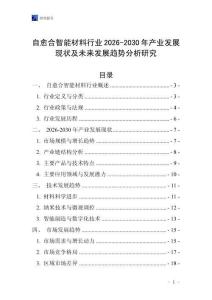 自愈合智能材料行業(yè)2026-2030年產(chǎn)業(yè)發(fā)展現(xiàn)狀及未來發(fā)展趨勢分析研究