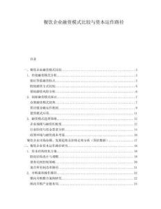 餐飲企業(yè)融資模式比較與資本運(yùn)作路徑