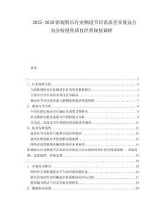 2025-2030影視娛樂行業頻道節目需求差異觀眾行為分析投資項目經營規劃調研