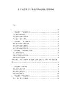 中國消費電子產(chǎn)業(yè)轉(zhuǎn)型與高端化發(fā)展戰(zhàn)略
