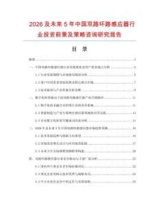 2026及未來5年中國雙路環(huán)路感應器行業(yè)投資前景及策略咨詢研究報告
