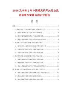 2026及未來5年中國暖風機開關行業(yè)投資前景及策略咨詢研究報告