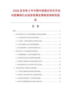 2026及未來5年中國中線型對夾式手動襯膠蝶閥行業(yè)投資前景及策略咨詢研究報告