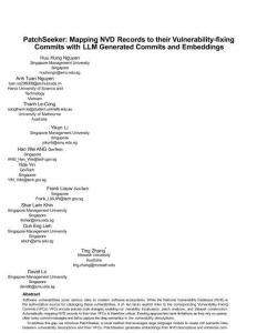 PatchSeeker：使用LLM生成的提交和嵌入將NVD記錄映射到其漏洞修復提交
