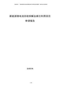 新能源鋰電池回收拆解及梯次利用項目申請報告
