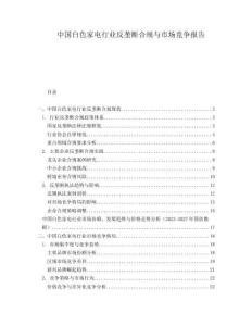中國(guó)白色家電行業(yè)反壟斷合規(guī)與市場(chǎng)競(jìng)爭(zhēng)報(bào)告