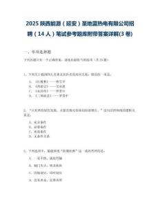 2025陜西能源（延安）圣地藍熱電有限公司招聘（14人）筆試參考題庫附帶答案詳解(3卷)
