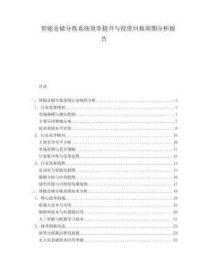 智能倉儲分揀系統效率提升與投資回報周期分析報告