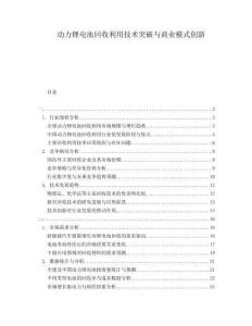 動力鋰電池回收利用技術突破與商業模式創新