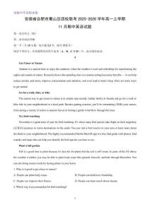 安徽省合肥市蜀山區(qū)四校聯(lián)考2025-2026學(xué)年高一上學(xué)期11月期中考試英語試題（解析版）