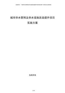 城市供水管網(wǎng)及供水設(shè)施改造提升項目實施方案