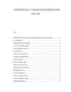 預(yù)算績效管理試點(diǎn)開展成效分析技術(shù)路線優(yōu)化體系改善方案