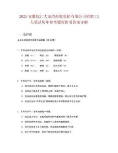 2025安徽皖江大龍灣控股集團(tuán)有限公司招聘13人筆試歷年參考題庫(kù)附帶答案詳解