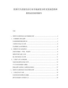 美國汽車改裝用品行業(yè)市場深度分析及發(fā)展趨勢和投資前景展望報(bào)告