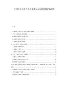 中國(guó)工業(yè)機(jī)器人核心部件行業(yè)市場(chǎng)發(fā)展評(píng)估報(bào)告