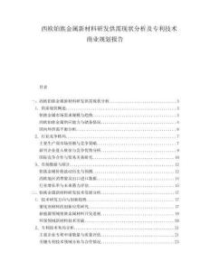 西歐鉑族金屬新材料研發(fā)供需現狀分析及專利技術商業(yè)規(guī)劃報告