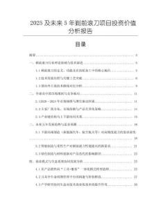 2025及未來5年剃前滾刀項目投資價值分析報告