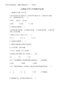 2025年人教版小學(xué)六年級(jí)數(shù)學(xué)試卷附答案（鞏固）