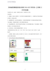 河南省晉豫聯(lián)盟百?gòu)?qiáng)大聯(lián)考2024-2025學(xué)年高一上學(xué)期12月月考化學(xué)試題