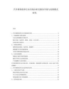 汽車維修保養(yǎng)行業(yè)市場(chǎng)分析及服務(wù)升級(jí)與連鎖模式研究