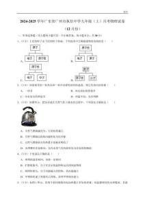 2024-2025學(xué)年廣東廣州執(zhí)信中學(xué)九年級（上）12月考物理試題及答案