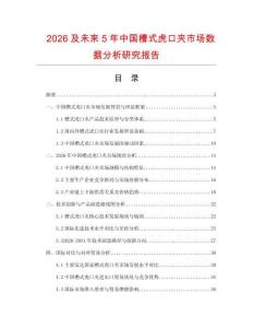 2026及未來5年中國槽式虎口夾市場數據分析研究報告