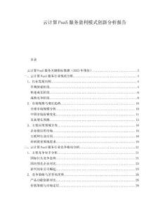 云計算PaaS服務(wù)盈利模式創(chuàng)新分析報告