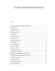 云計算服務(wù)市場細(xì)分領(lǐng)域投資價值分析報告