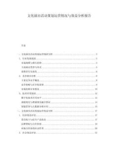 文化演出活動(dòng)策劃運(yùn)營(yíng)情況與效益分析報(bào)告