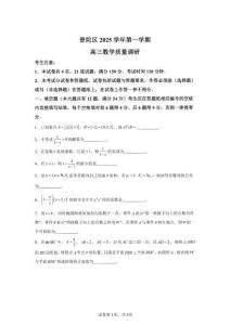2026屆上海普陀區(qū)高三高考一模數學試卷試題（含答案詳解）