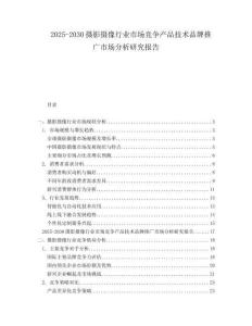 2025-2030攝影攝像行業(yè)市場競爭產(chǎn)品技術(shù)品牌推廣市場分析研究報(bào)告