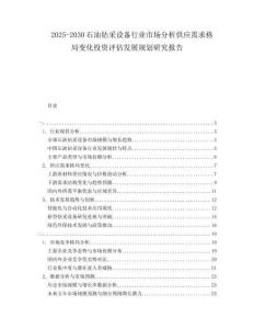 2025-2030石油鉆采設備行業(yè)市場分析供應需求格局變化投資評估發(fā)展規(guī)劃研究報告