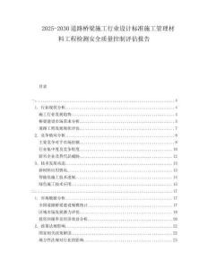 2025-2030道路橋梁施工行業(yè)設計標準施工管理材料工程檢測安全質量控制評估報告