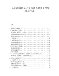 2025-2030鋼鐵行業(yè)市場(chǎng)供需分析及投資評(píng)估規(guī)劃分析研究報(bào)告