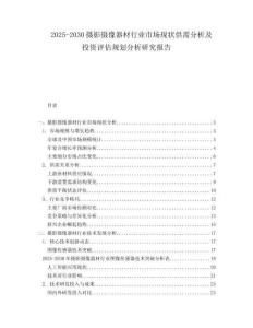 2025-2030攝影攝像器材行業(yè)市場現(xiàn)狀供需分析及投資評估規(guī)劃分析研究報(bào)告