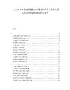 2025-2030金融投資行業(yè)市場分析供需動態(tài)變化國際市場投資評估規(guī)劃研究報告