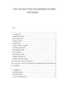 2025-2030房地產(chǎn)租賃行業(yè)市場供需研究競爭策略投資風(fēng)險報告