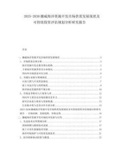 2025-2030挪威海洋資源開發(fā)市場供需發(fā)展現(xiàn)狀及可持續(xù)投資評估規(guī)劃分析研究報告