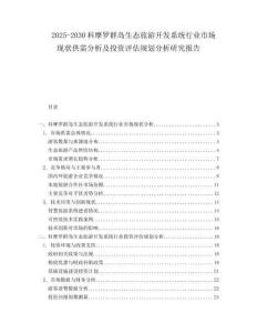 2025-2030科摩羅群島生態(tài)旅游開(kāi)發(fā)系統(tǒng)行業(yè)市場(chǎng)現(xiàn)狀供需分析及投資評(píng)估規(guī)劃分析研究報(bào)告