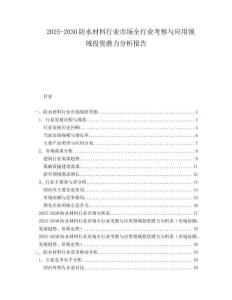 2025-2030防水材料行業(yè)市場全行業(yè)考察與應(yīng)用領(lǐng)域投資潛力分析報告