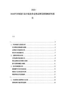 2025-2030汽車制造行業(yè)市場競爭態(tài)勢品牌發(fā)展策略研究報(bào)告