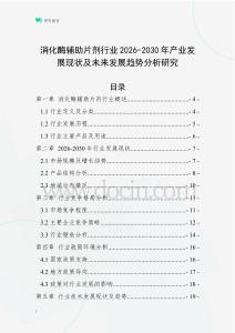 消化酶輔助片劑行業(yè)2026-2030年產(chǎn)業(yè)發(fā)展現(xiàn)狀及未來發(fā)展趨勢分析研究