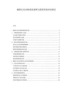 磁鐵行業(yè)并購(gòu)重組案例與投資價(jià)值評(píng)估報(bào)告