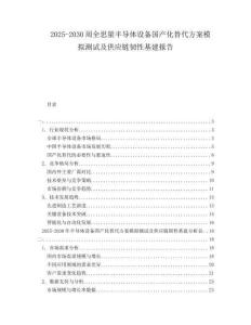2025-2030周全思量半導(dǎo)體設(shè)備國產(chǎn)化替代方案模擬測試及供應(yīng)鏈韌性基建報告