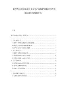 新型藥物創(chuàng)制臨床轉(zhuǎn)化知識(shí)產(chǎn)權(quán)保護(hù)藥物經(jīng)濟(jì)學(xué)企業(yè)內(nèi)部研發(fā)規(guī)劃分析