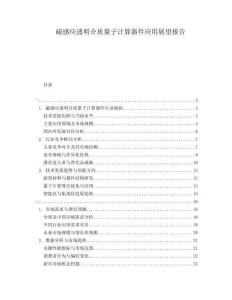 磁感應(yīng)透明介質(zhì)量子計算器件應(yīng)用展望報告