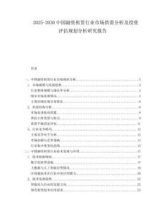 2025-2030中國融資租賃行業(yè)市場(chǎng)供需分析及投資評(píng)估規(guī)劃分析研究報(bào)告