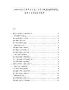 2025-2030中國人工智能行業(yè)市場發(fā)展趨勢分析及投資機會規(guī)劃研究報告