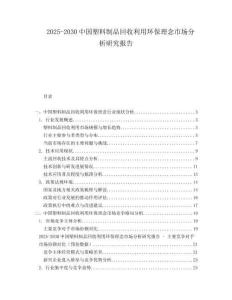 2025-2030中國(guó)塑料制品回收利用環(huán)保理念市場(chǎng)分析研究報(bào)告